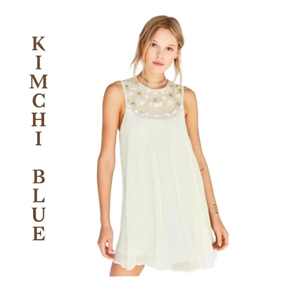 Urban Outfitters Kimchi Blue Mimi Embellished Trapeze Mini Dress size‎ S